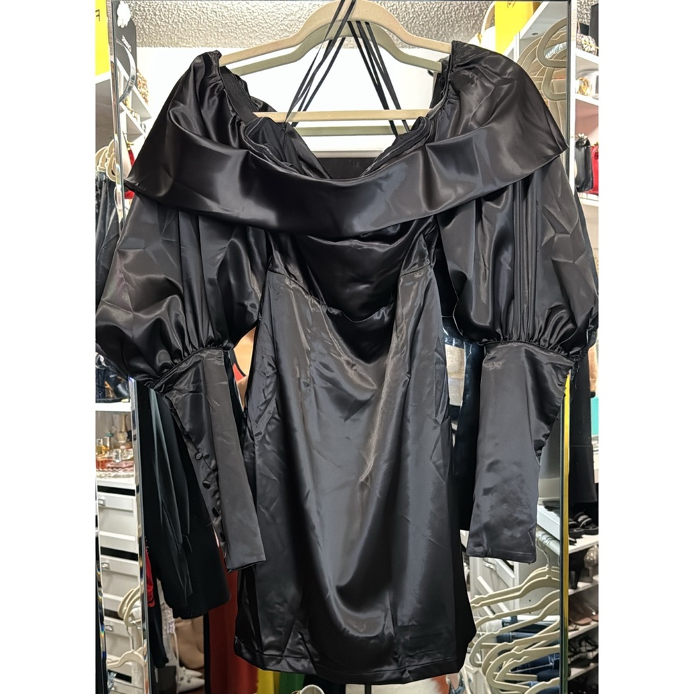 Satin Mini Dress | Black